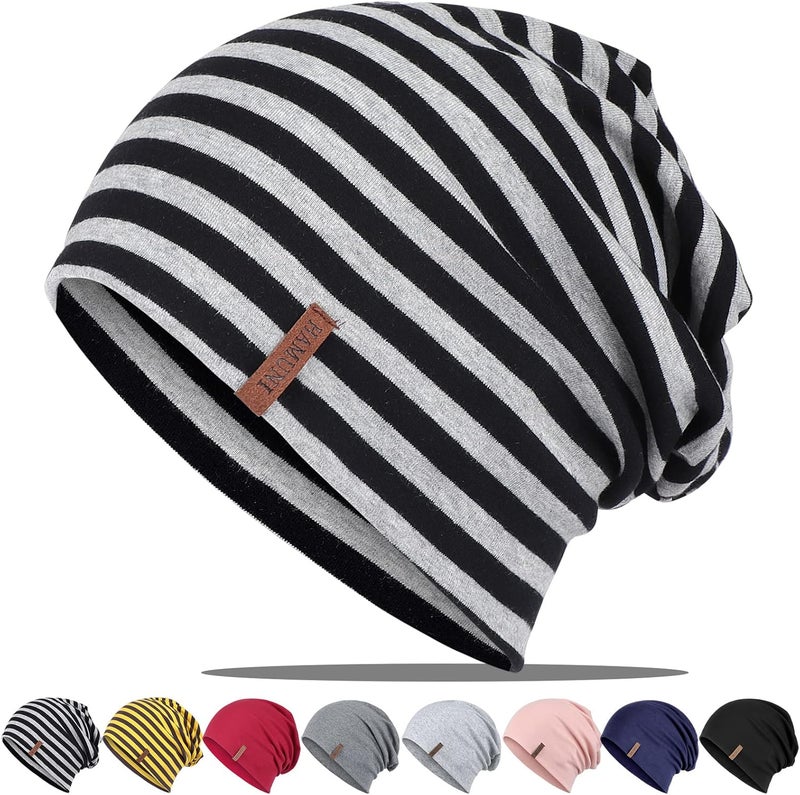 HAMUNI Slouchy Beanie for Women Cotton Beanies Hats Men Lightweight Soft Chemo Headwear Warm Skull Cap for All Seasons - Image 1